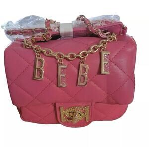 Bebe Barbie Pink Wyatt Shoulder Bag In Hot Pink Gold Gypsy Colorful Charms NEW